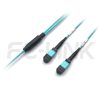 MPO Breakout Cable, 2 x MPO-12 PC/APC(Female/Male) to 2 x MPO-12 PC/APC(Female/Male), 24 Fibers, Multimode(OM3),0.35dB Max, Aqua