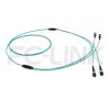 MPO Breakout Cable, 2 x MPO-12 PC/APC(Female/Male) to 2 x MPO-12 PC/APC(Female/Male), 24 Fibers, Multimode(OM3),0.35dB Max, Aqua