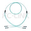 MPO Breakout Cable, 2 x MPO-12 PC/APC(Female/Male) to 2 x MPO-12 PC/APC(Female/Male), 24 Fibers, Multimode(OM3),0.35dB Max, Aqua
