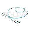 MPO Breakout Cable, 2 x MPO-12 PC/APC(Female/Male) to 2 x MPO-12 PC/APC(Female/Male), 24 Fibers, Multimode(OM3),0.35dB Max, Aqua