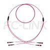 MPO Breakout Cable, 2 x MPO-12 PC/APC(Female/Male) to 2 x MPO-12 PC/APC(Female/Male), 24 Fibers, Multimode(OM4),0.35dB Max, Aqua/Violet