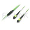 MPO Breakout Cable, 2 x MPO-12 PC/APC(Female/Male) to 2 x MPO-12 PC/APC(Female/Male), 24 Fibers, Multimode(OM5),0.35dB Max, Lime Green