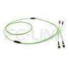 MPO Breakout Cable, 2 x MPO-12 PC/APC(Female/Male) to 2 x MPO-12 PC/APC(Female/Male), 24 Fibers, Multimode(OM5),0.35dB Max, Lime Green