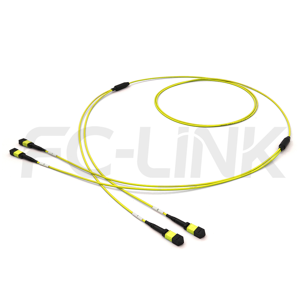 2-mpo12-2-mpo12-sm-os2-breakout-cable-main-1 MPO Breakout Cable, 2 x MPO-12 APC(Female/Male) to 2 x MPO-12 APC(Female/Male), 24 Fibers, Singlemode(OS2),0.35dB Max, Yellow