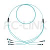 MPO Breakout Cable, 2 x MPO-12 PC/APC(Female/Male) to 3 x MPO-8 PC/APC(Female/Male), 24 Fibers, Multimode(OM3),0.35dB Max, Aqua