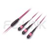 MPO Breakout Cable, 2 x MPO-12 PC/APC(Female/Male) to 3 x MPO-8 PC/APC(Female/Male), 24 Fibers, Multimode(OM4),0.35dB Max, Aqua/Violet