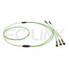 MPO Breakout Cable, 2 x MPO-12 PC/APC(Female/Male) to 3 x MPO-8 PC/APC(Female/Male), 24 Fibers, Multimode(OM5),0.35dB Max, Lime Green