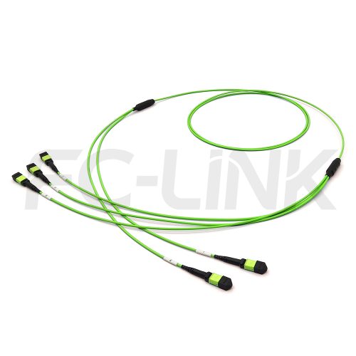 2-mpo12-3-mpo8-om5-mm-breakout-cable-main-1 MPO Breakout Cable, 2 x MPO-12 PC/APC(Female/Male) to 3 x MPO-8 PC/APC(Female/Male), 24 Fibers, Multimode(OM5),0.35dB Max, Lime Green