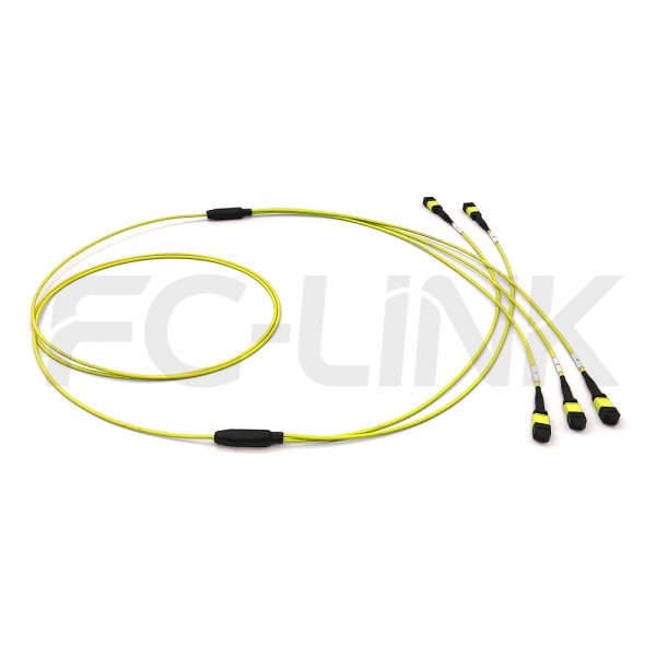MPO Breakout Cable, 2 x MPO-12 APC(Female/Male) to 3 x MPO-8 APC(Female/Male), 24 Fibers, Singlemode(OS2),0.35dB Max, Yellow