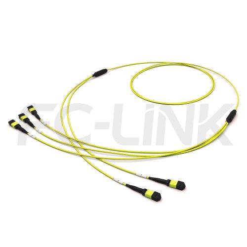 2-mpo12-3-mpo8-sm-os2-breakout-cable-main-1 MPO Breakout Cable, 2 x MPO-12 APC(Female/Male) to 3 x MPO-8 APC(Female/Male), 24 Fibers, Singlemode(OS2),0.35dB Max, Yellow