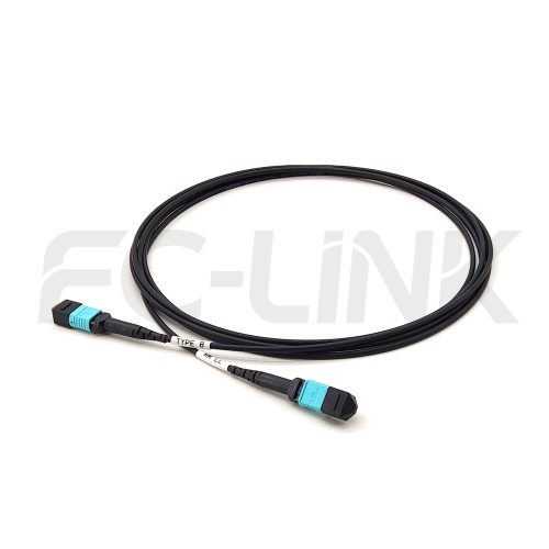 mpo-12-fibers-om3-mm-armored-jumper-main-1 Armored MPO-12 Fiber Optic Cable - MPO to MPO OM3 Multimode, 12-Fiber Armored Jumper Cord, for 40G/100G/200G/400G, PC/APC Polish (Female/Male), Type A/B/C, Aqua
