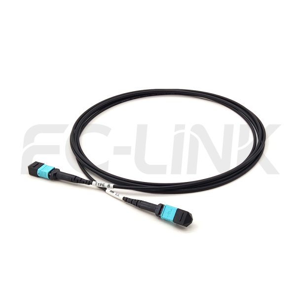mpo-12-fibers-om3-mm-armored-jumper-main-1 Armored MPO-12 Fiber Optic Cable - MPO to MPO OM3 Multimode, 12-Fiber Armored Jumper Cord, for 40G/100G/200G/400G, PC/APC Polish (Female/Male), Type A/B/C, Aqua
