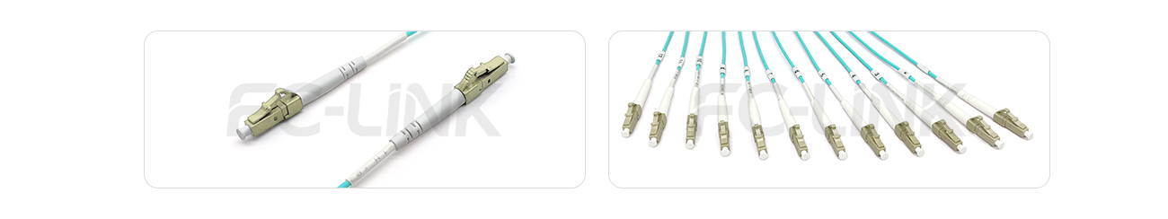 MPO Harness Cable, MPO-12 PC/APC(Female/Male) to LC PC/APC, 12 Fibers, Multimode(OM3), 0.35dB Max, Type A/AF/B/U, Aqua