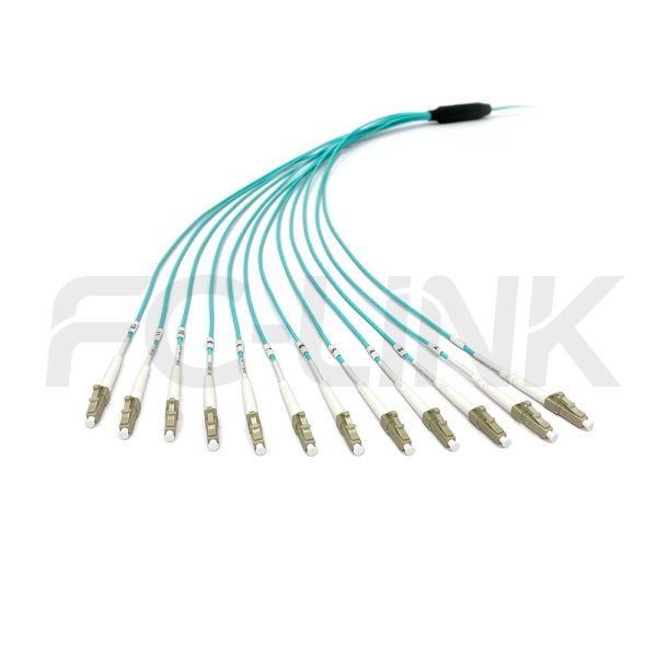 mpo-12-fibers-om3-mm-harness-cable-gallery-3 MPO Harness Cable, MPO-12 PC/APC(Female/Male) to LC PC/APC, 12 Fibers, Multimode(OM3), 0.35dB Max, Type A/AF/B/U, Aqua