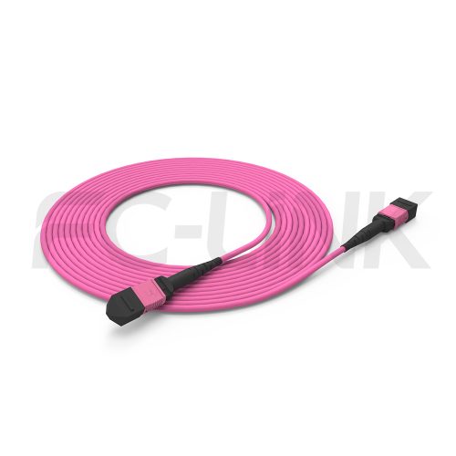 mpo-12-fibers-om4-mm-jumper-main-1 MPO-12 Fiber Optic Cable - MPO to MPO OM4 Multimode, 12-Fiber Jumper Cord, for 40G/100G/400G Extended Reach, PC/APC Polish (Female/Male), Type A/B/C, Aqua/Violet