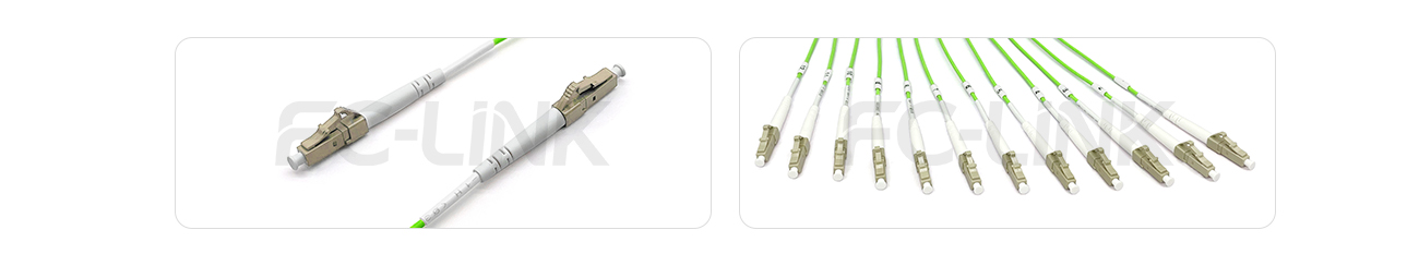 MPO Harness Cable, MPO-12 PC/APC(Female/Male) to LC PC/APC, 12 Fibers, Multimode(OM5), 0.35dB Max, Type A/AF/B/U, Lime Green