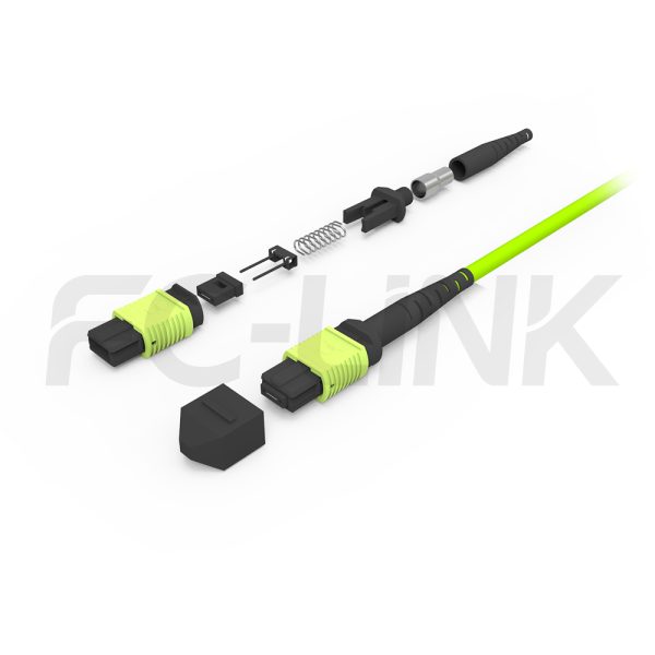 mpo-12-fibers-om5-mm-jumper-gallery-2 MPO-12 Fiber Optic Cable - MPO to MPO OM5 Multimode, 12-Fiber Jumper Cord, for 400G SR4.2 Extended Reach, PC/APC Polish (Female/Male), Type A/B/C, Lime Green