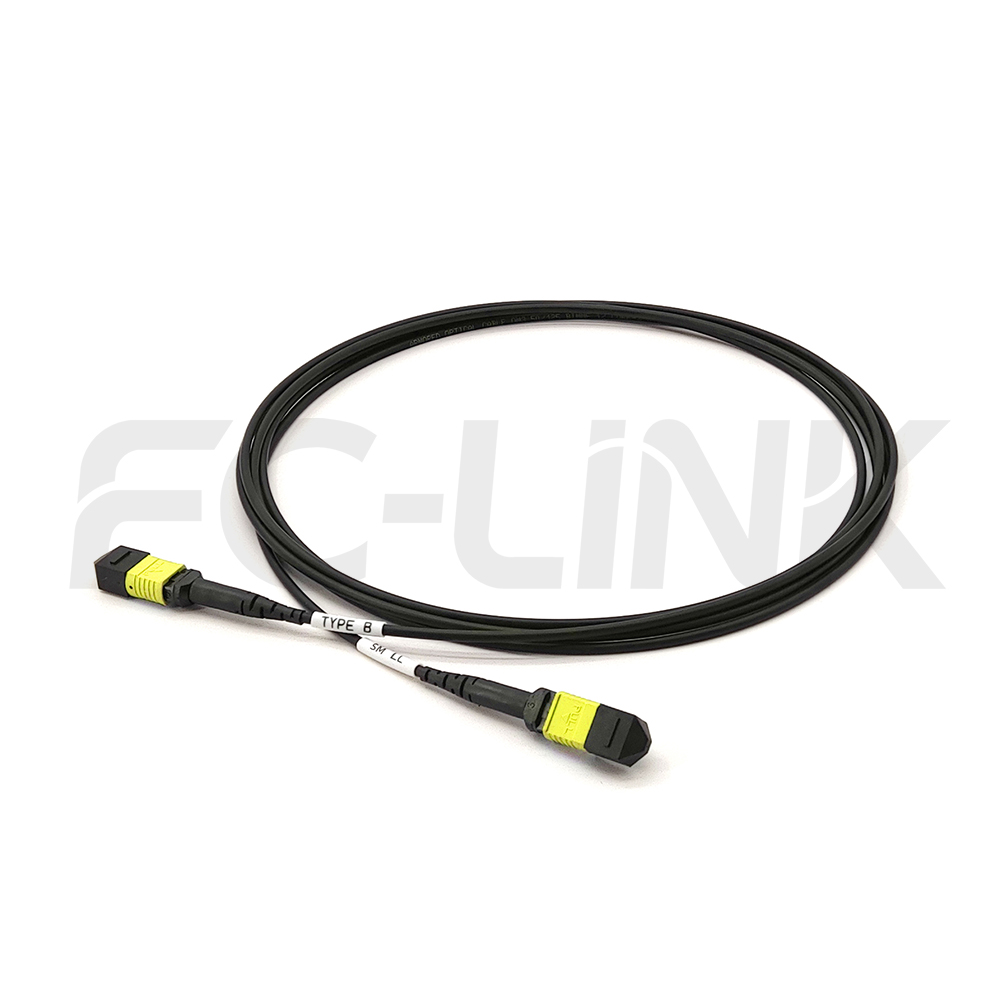 mpo-12-fibers-os2-sm-armored-jumper-main-1 Armored MPO-12 Fiber Optic Cable - MPO to MPO OS2 Singlemode, 12-Fiber Armored Jumper Cord, for 800G/400G/100G Data Center, APC Polish (Female/Male), Type A/B/C, Yellow