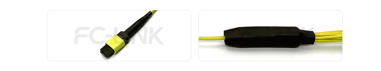 MPO Harness Cable, MPO-12 APC(Female/Male) to LC APC, 12 Fibers, Singlemode, 0.35dB Max, Type A/AF/B/U, Yellow