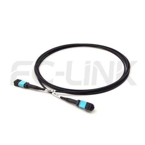 mpo-16-fibers-om3-mm-armored-jumper-main-1 Armored MPO-16 Fiber Optic Cable - MPO to MPO OM3 Multimode, 16-Fiber Armored Jumper Cord, for 400G/800G SR8, PC/APC Polish (Female/Male), Type B, Aqua