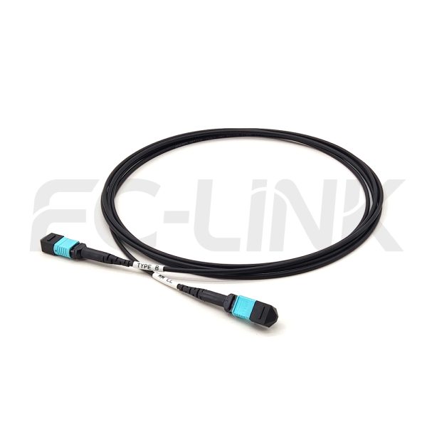 mpo-16-fibers-om3-mm-armored-jumper-main-1 Armored MPO-16 Fiber Optic Cable - MPO to MPO OM3 Multimode, 16-Fiber Armored Jumper Cord, for 400G/800G SR8, PC/APC Polish (Female/Male), Type B, Aqua