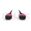 mpo-16-fibers-om4-mm-armored-jumper-gallery-1 Armored MPO-16 Fiber Optic Cable - MPO to MPO OM4 Multimode, 16-Fiber Armored Jumper Cord, for 400G/800G SR8 Extended Reach, PC/APC Polish (Female/Male), Type B, Aqua/Violet