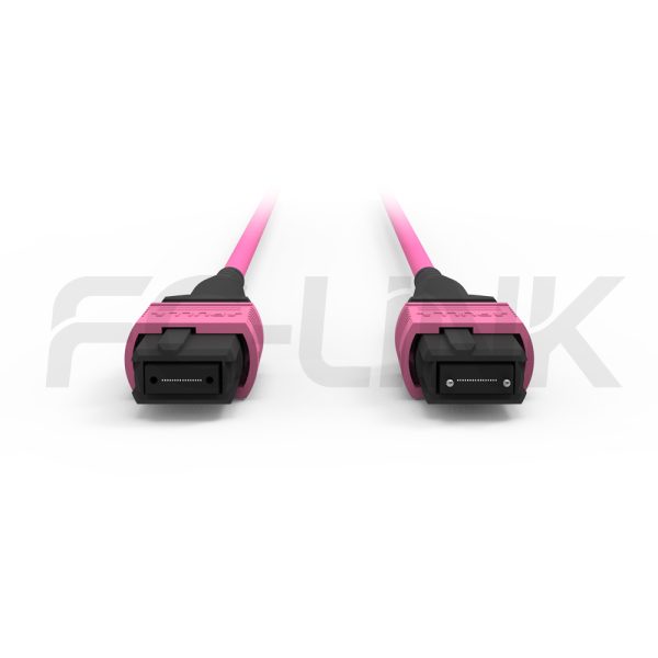 mpo-16-fibers-om4-mm-jumper-gallery-1 MPO-16 Fiber Optic Cable - MPO to MPO OM4 Multimode, 16-Fiber Jumper Cord, for 400G/800G SR8 Extended Reach, PC/APC Polish (Female/Male), Type B, Aqua/Violet