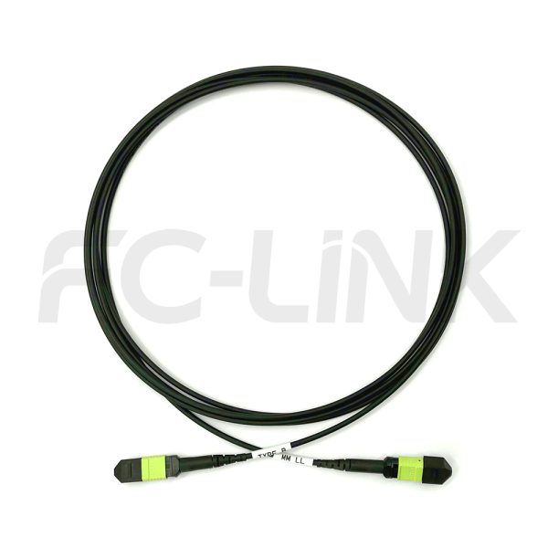 mpo-16-fibers-om5-mm-armored-jumper-gallery-5 Armored MPO-16 Fiber Optic Cable - MPO to MPO OM5 Multimode, 16-Fiber Armored Jumper Cord, for 400G/800G/1.6T SR8, PC/APC Polish (Female/Male), Type B, Lime Green