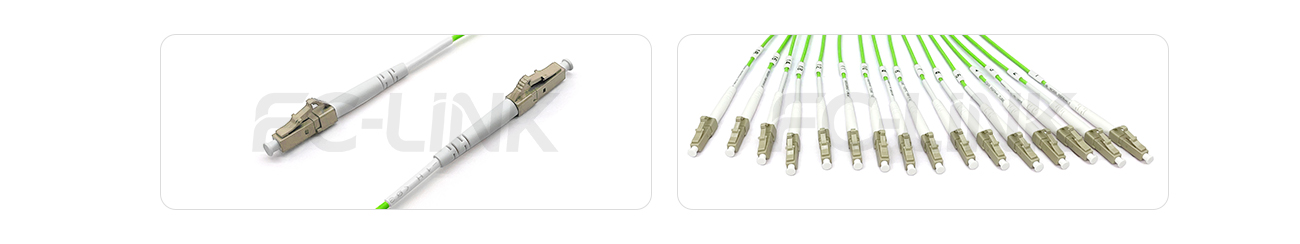 MPO Harness Cable, MPO-16 PC/APC(Female/Male) to LC PC/APC, 16 Fibers, Multimode(OM5), 0.35dB Max, Type B, Lime Green