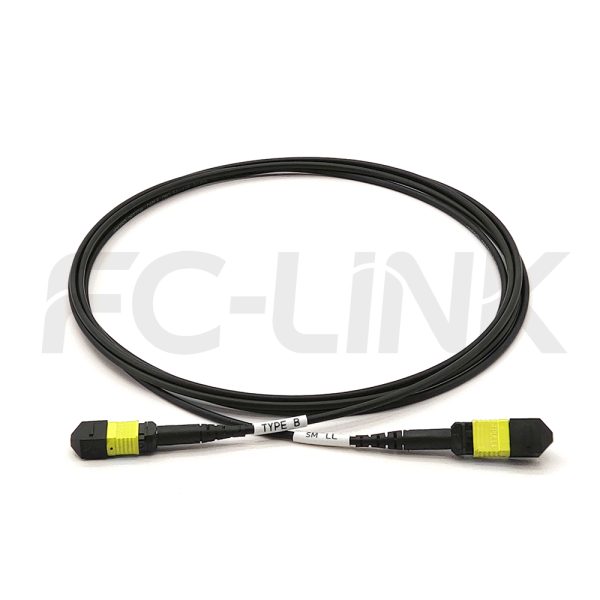 mpo-16-fibers-os2-sm-armored-jumper-gallery-4 Armored MPO-16 Fiber Optic Cable - MPO to MPO OS2 Singlemode, 16-Fiber Armored Jumper Cord, for 800G QSFP-DD & 800G OSFP DR8, APC Polish (Female/Male), Type B, Yellow