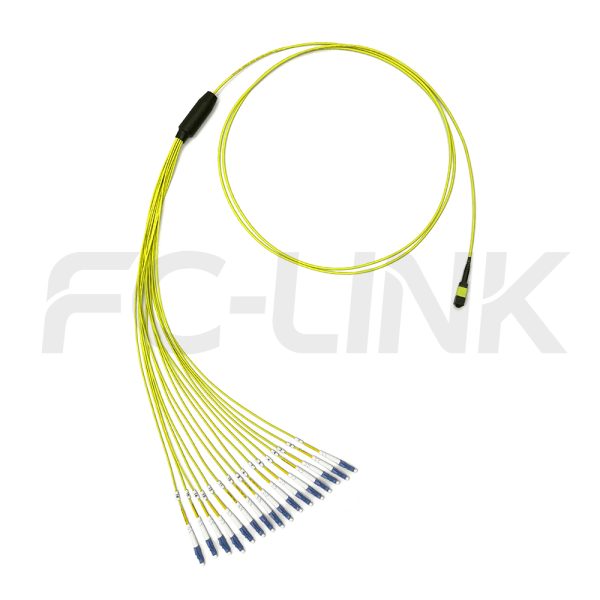 MPO Harness Cable, MPO-16 APC(Female/Male) to LC APC, 16 Fibers, Singlemode, 0.35dB Max, Type B, Yellow