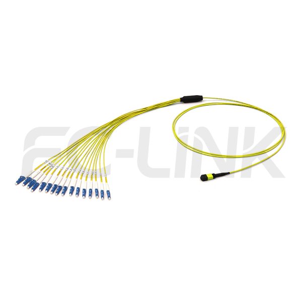 MPO Harness Cable, MPO-16 APC(Female/Male) to LC APC, 16 Fibers, Singlemode, 0.35dB Max, Type B, Yellow