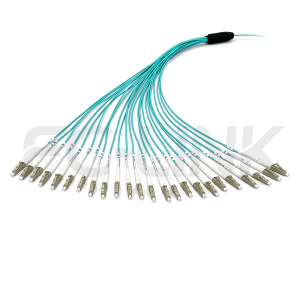 mpo-24-fibers-om3-mm-harness-cable-gallery-3 MPO Harness Cable, MPO-24 PC/APC(Female/Male) to LC PC/APC, 24 Fibers, Multimode(OM3), 0.35dB Max, Type A/B/C/U, Aqua