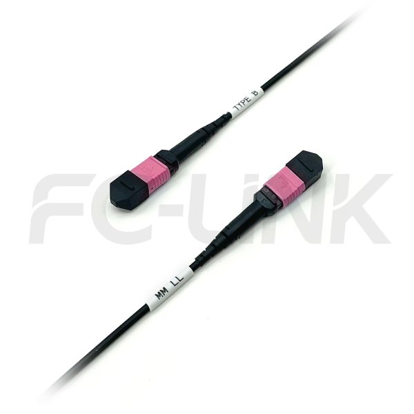 mpo-24-fibers-om4-mm-armored-jumper-gallery-2 Armored MPO-24 Fiber Optic Cable - MPO to MPO OM4 Multimode, 24-Fiber Armored Jumper Cord, for 10G/25G Backbone, PC/APC Polish (Female/Male), Type A/B/C/D/E, Aqua/Violet
