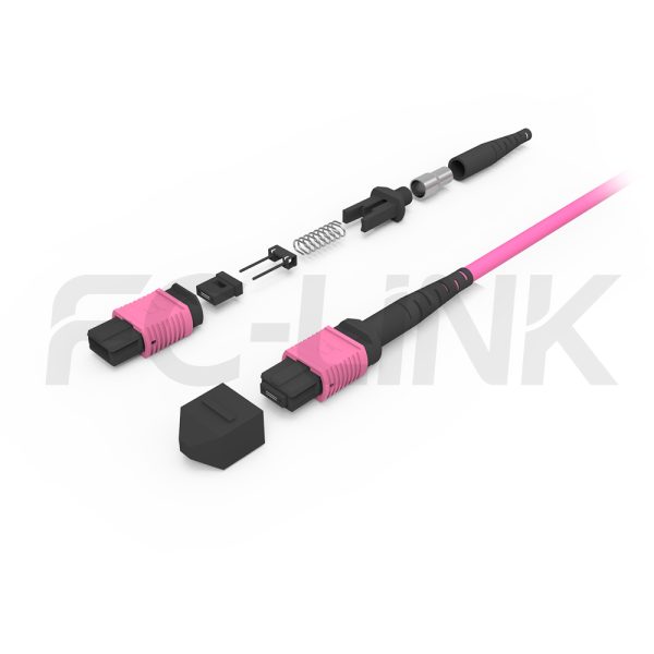 mpo-24-fibers-om4-mm-jumper-gallery-2 MPO-24 Fiber Optic Cable - MPO to MPO OM4 Multimode, 24-Fiber Main Trunk Cord, for 10G/25G Backbone, PC Polish (Female/Male), Type A/B/C/D/E, Aqua/Violet