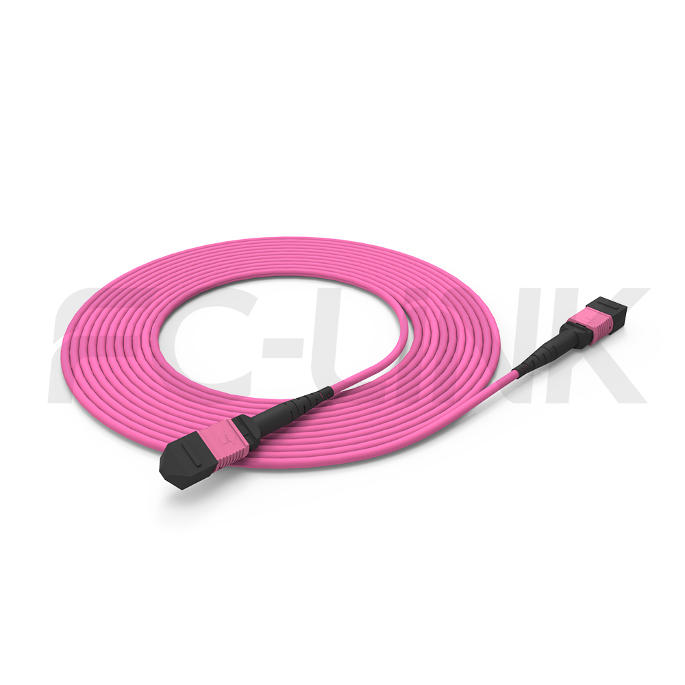 mpo-24-fibers-om4-mm-jumper-main-1 MPO-24 Fiber Optic Cable - MPO to MPO OM4 Multimode, 24-Fiber Main Trunk Cord, for 10G/25G Backbone, PC Polish (Female/Male), Type A/B/C/D/E, Aqua/Violet
