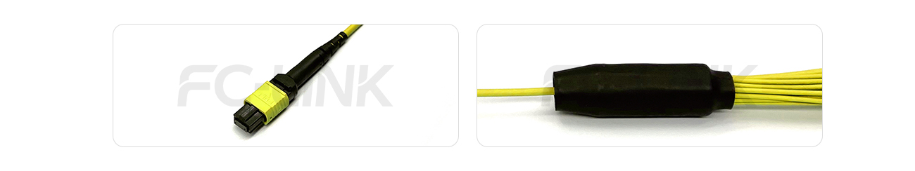 MPO Harness Cable, MPO-24 APC(Female/Male) to LC APC, 24 Fibers, Singlemode, 0.35dB Max, Type A/B/C/U, Yellow