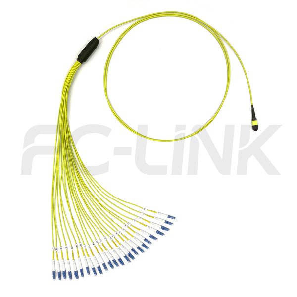 MPO Harness Cable, MPO-24 APC(Female/Male) to LC APC, 24 Fibers, Singlemode, 0.35dB Max, Type A/B/C/U, Yellow