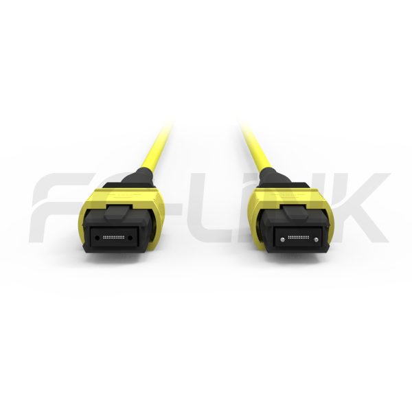 mpo-24-fibers-os2-sm-jumper-gallery-1 MPO-24 Fiber Optic Cable - MPO to MPO OS2 Singlemode, 24-Fiber Jumper Cord, for 10G-800G Transceivers, APC Polish (Female/Male), Type A/B/C/D/E, Yellow
