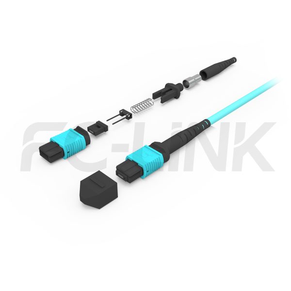 mpo-24-om3-mm-jumper-gallery-2 MPO-24 Fiber Optic Cable - MPO to MPO OM3 Multimode, 24-Fiber Main Trunk Cord, for 10G/25G Backbone, PC Polish (Female/Male), Type A/B/C/D/E, Aqua