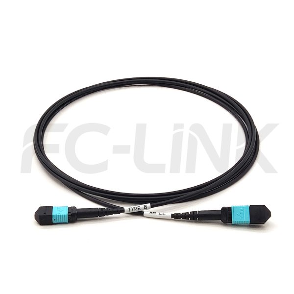 mpo-8-fibers-om3-mm-armored-jumper-gallery-4 Armored MPO-8 Fiber Optic Cable - MPO to MPO OM3 Multimode, 8-Fiber Armored Jumper Cord, for 40G/100G/200G/400G, PC/APC Polish (Female/Male), Type A/B, Aqua