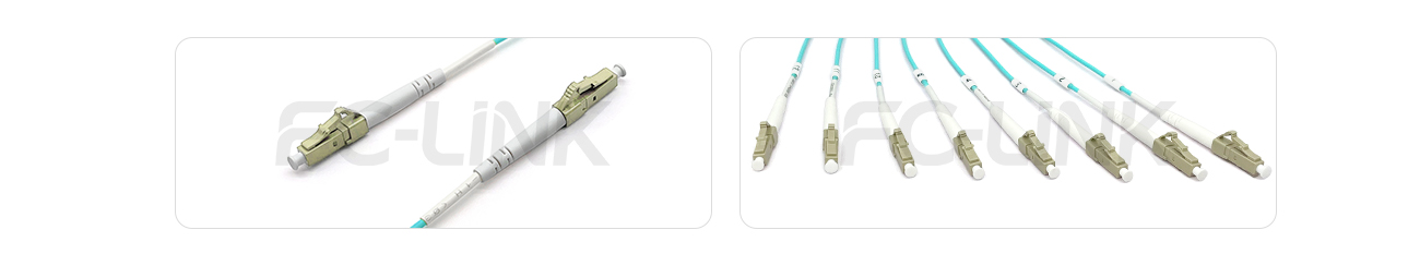 MPO Harness Cable, MPO-8 PC/APC(Female/Male) to LC PC/APC, 8 Fibers, Multimode(OM3), 0.35dB Max, Type A/AF/B/U, Aqua