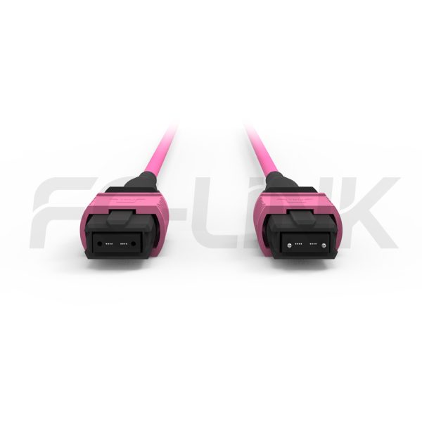 mpo-8-fibers-om4-mm-jumper-gallery-1 MPO-8 Fiber Optic Cable - MPO to MPO OM4 Multimode, 8-Fiber Jumper Cord, for 40G/100G/400G Extended Reach, PC/APC Polish (Female/Male), Type A/B, Aqua/Violet