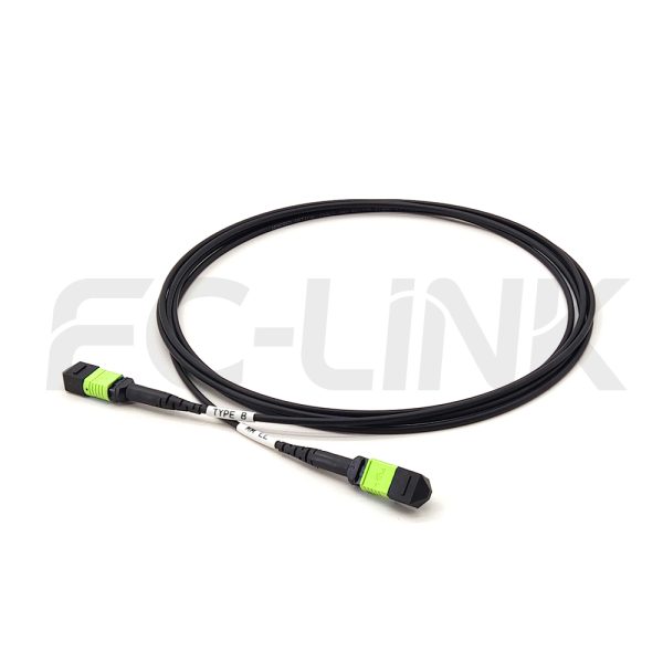 mpo-8-fibers-om5-mm-armored-jumper-main-1 Armored MPO-8 Fiber Optic Cable - MPO to MPO OM5 Multimode, 8-Fiber Armored Jumper Cord, for 400G SR4.2 Extended Reach, PC/APC Polish (Female/Male), Type A/B, Lime Green