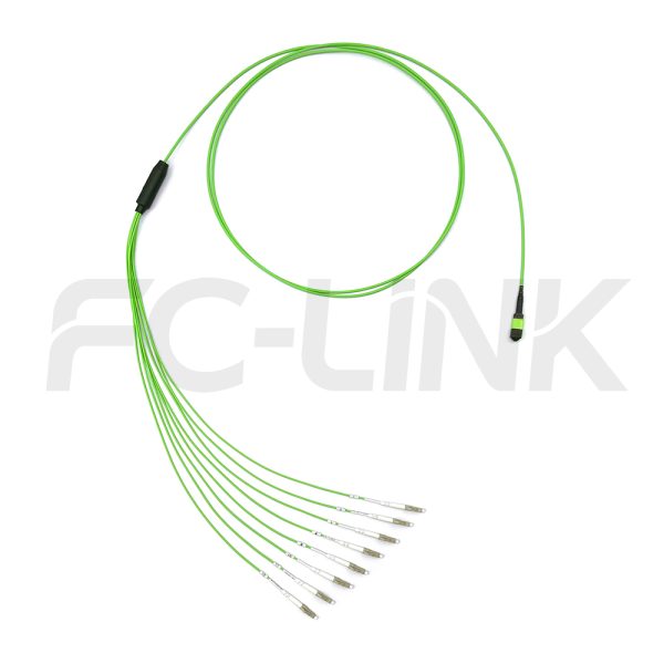 mpo-8-fibers-om5-mm-harness-cable-gallery-5 MPO Harness Cable, MPO-8 PC/APC(Female/Male) to LC PC/APC, 8 Fibers, Multimode(OM5), 0.35dB Max, Type A/AF/B/U, Lime Green