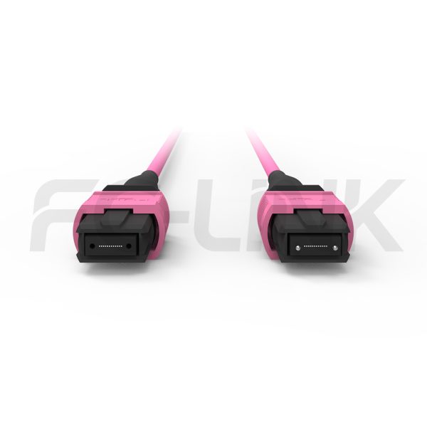 mpo12-2-mpo6-om4-mm-breakout-cable-gallery-2 MPO Breakout Cable, MPO-12 PC/APC(Female/Male) to 2 x MPO-6 PC/APC(Female/Male), 12 Fibers, Multimode(OM4),0.35dB Max, Aqua/Violet