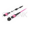 mpo12-2-mpo6-om4-mm-breakout-cable-gallery-3 MPO Breakout Cable, MPO-12 PC/APC(Female/Male) to 2 x MPO-6 PC/APC(Female/Male), 12 Fibers, Multimode(OM4),0.35dB Max, Aqua/Violet