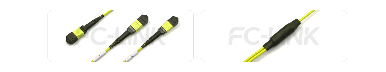 MPO Breakout Cable, MPO-12 APC(Female/Male) to 2 x MPO-6 APC(Female/Male), 12 Fibers, Singlemode(OS2),0.35dB Max, Yellow