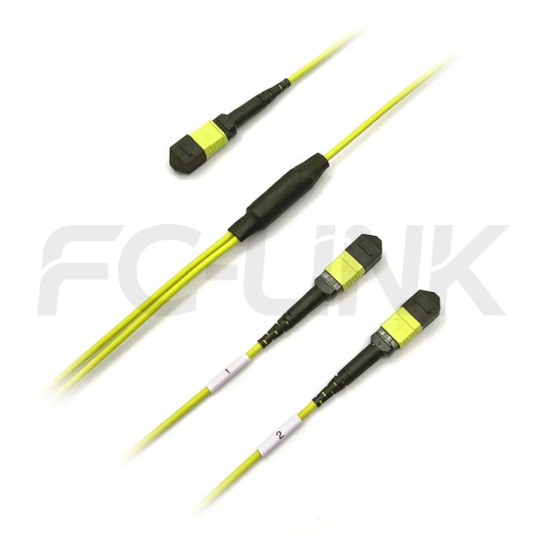 mpo12-2-mpo6-sm-os2-breakout-cable-gallery-2 MPO Breakout Cable, MPO-12 APC(Female/Male) to 2 x MPO-6 APC(Female/Male), 12 Fibers, Singlemode(OS2),0.35dB Max, Yellow