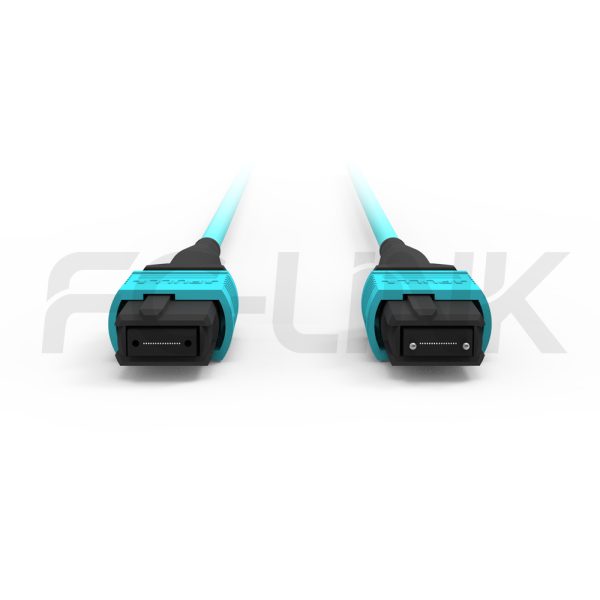 mpo16-2-mpo8-om3-mm-breakout-cable-gallery-2 MPO Breakout Cable, MPO-16 PC/APC(Female/Male) to 2 x MPO-8 PC/APC(Female/Male), 16 Fibers, Multimode(OM3),0.35dB Max, Aqua